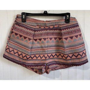 Nameless Shorts Womens Large Dressy Colorful Aztec Print Back Zip Closure Pleate